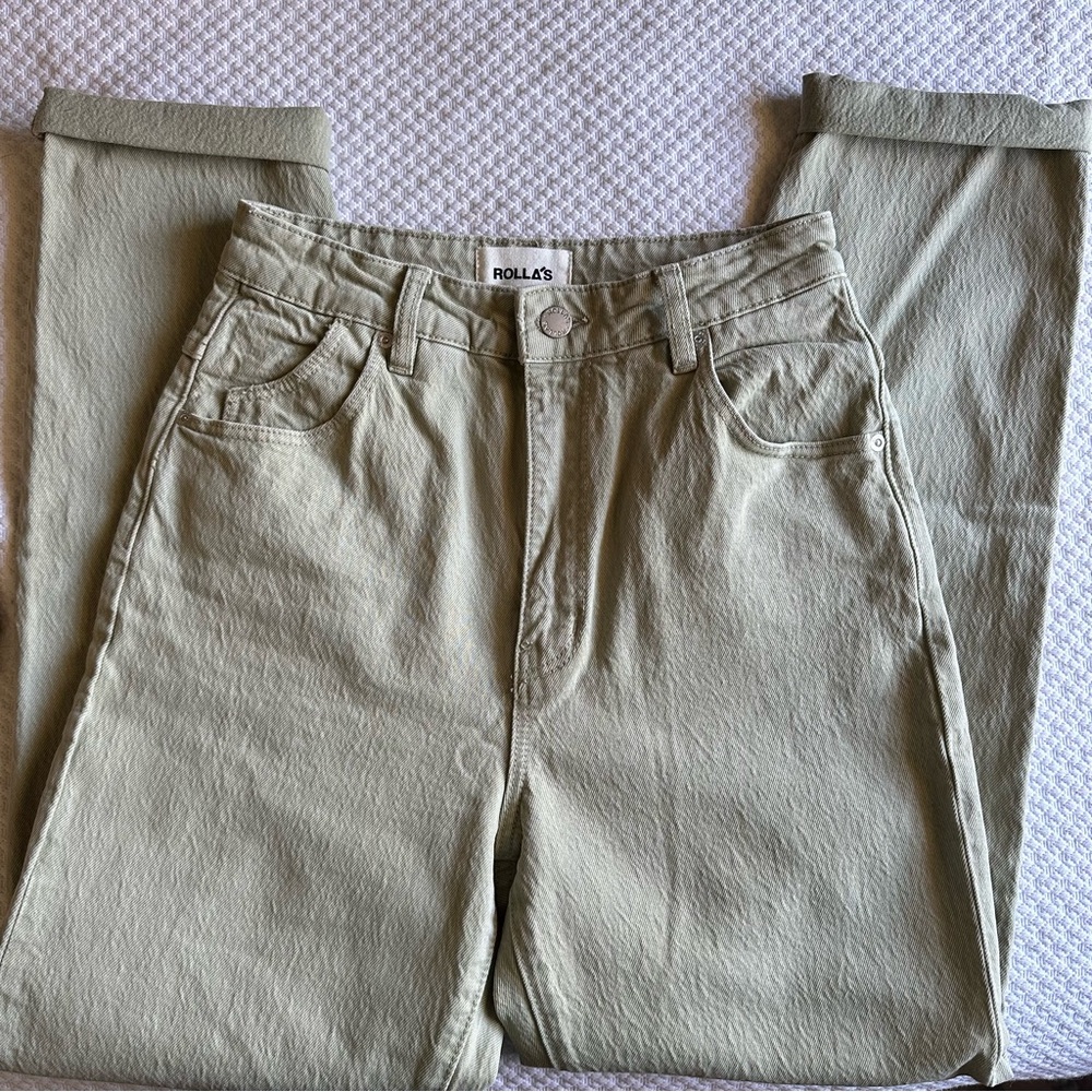 Rolla's Sage Green Straight Leg Jeans